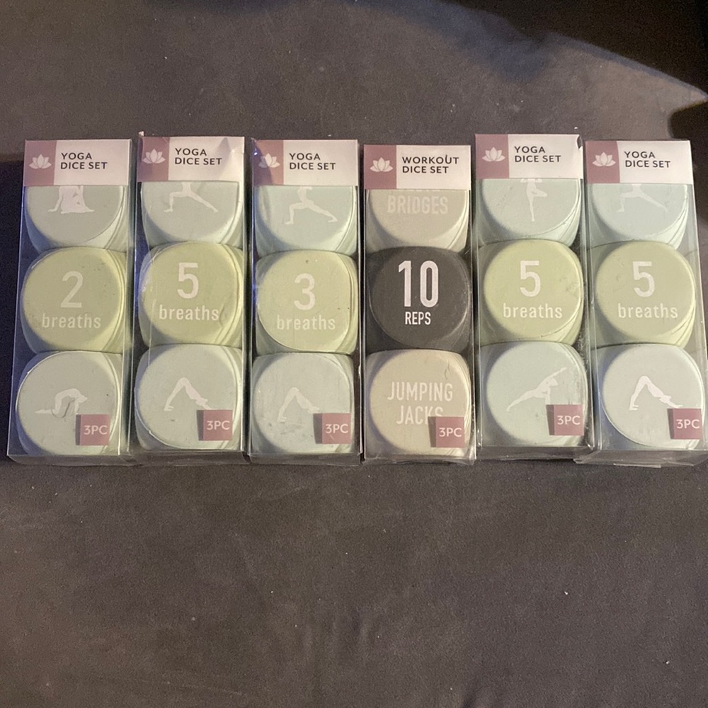 Yoga Workout Foam Dice 3 Piece Set 2.25" Cube Size w 12 Activities & 6 Durations